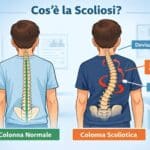 grafica che mostra una colonna normale e una colonna scoliotica